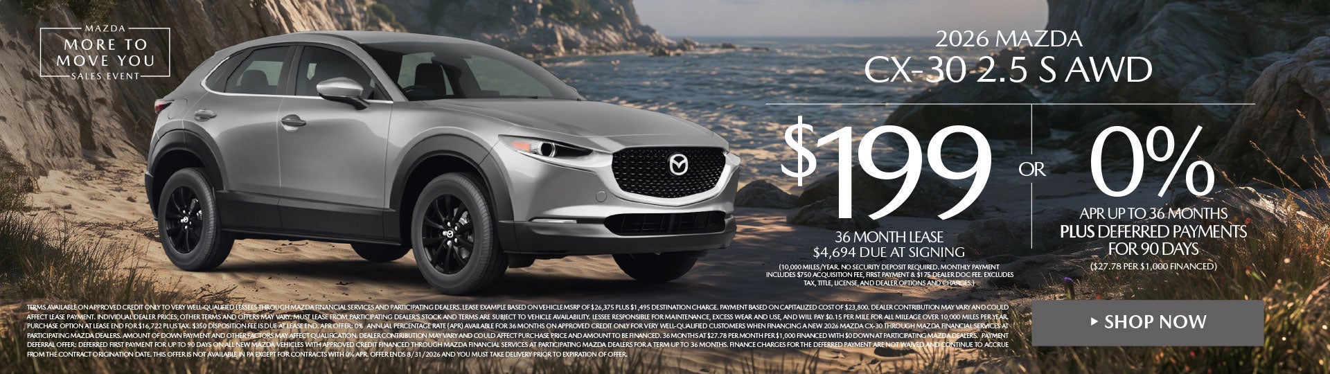 2026 Mazda CX-30 2.5 S AWD LEASE FOR $199 / MO.