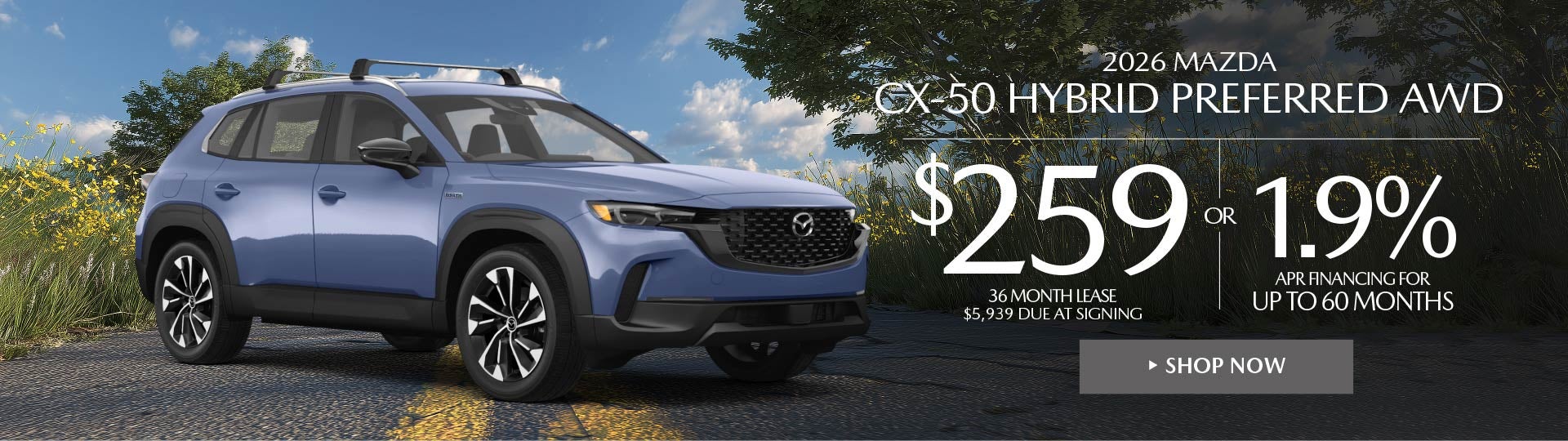 2026 Mazda CX-50 Hybrid Preferred AWD LEASE FOR $259 / MO. F