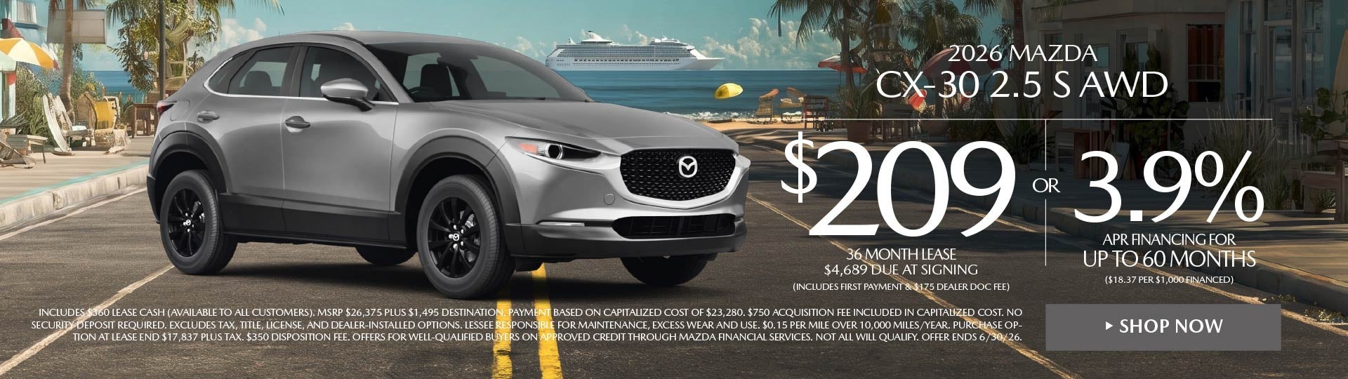 2026 Mazda CX-30 2.5 S AWD LEASE FOR $209/MO.