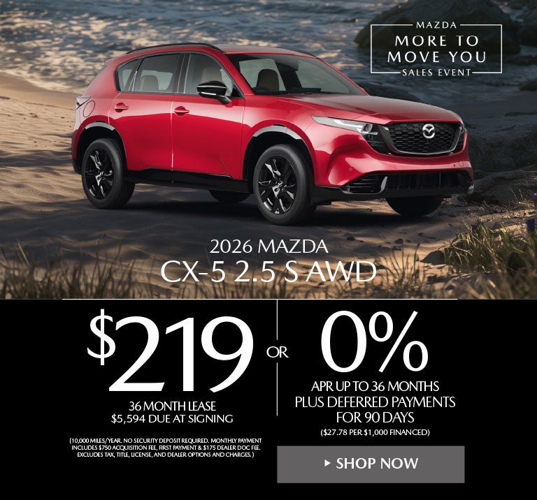 2026 Mazda CX-5 2.5 S AWD LEASE FOR $219 / MO. FOR 36 MONTHS