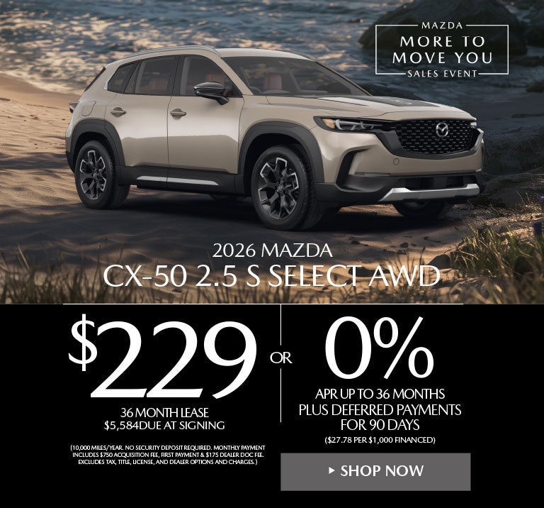 2026 Mazda CX-50 2.5 S Select AWD LEASE FOR $229 / MO.