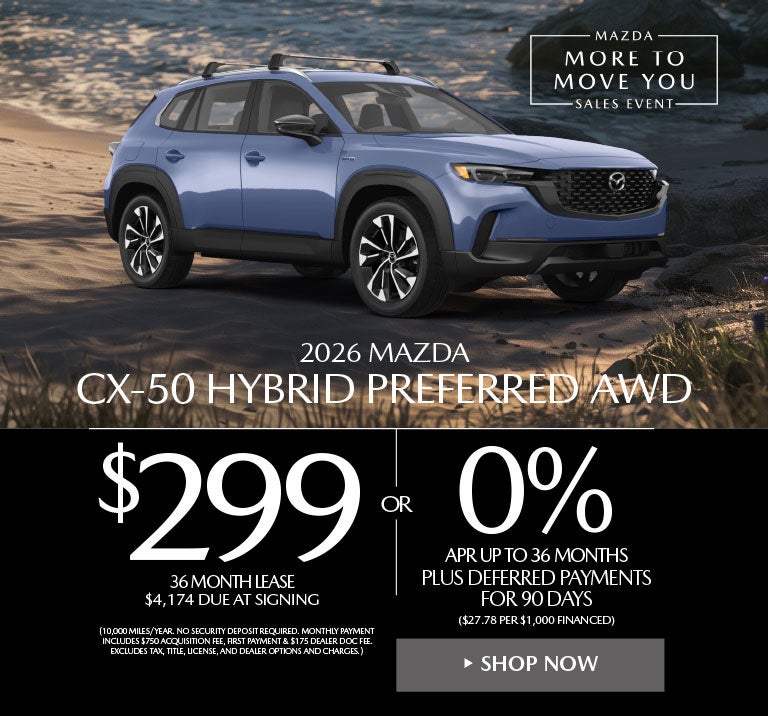 2026 Mazda CX-50 Hybrid Preferred AWD LEASE FOR $299 / MO.